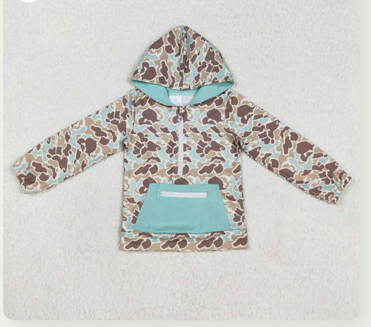 Blue Camo 3/4 Zip Hoodie